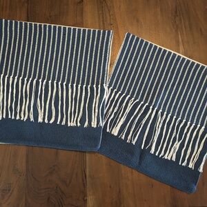 New, Set of 2, Woven Pillow Covers, Blue and White, Size 20×20
